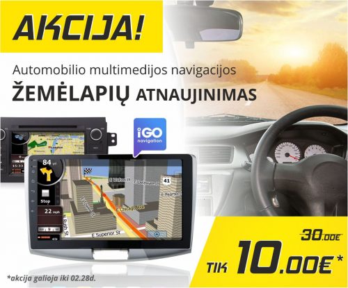Akcija automobilio multimedijos navigacijos žemėlapių atnaujinimui