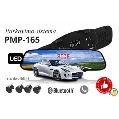PMP-165 PARKAVIMO sistema VEIDRODYJE SU Bluetooth ir parkavimo davikliais
