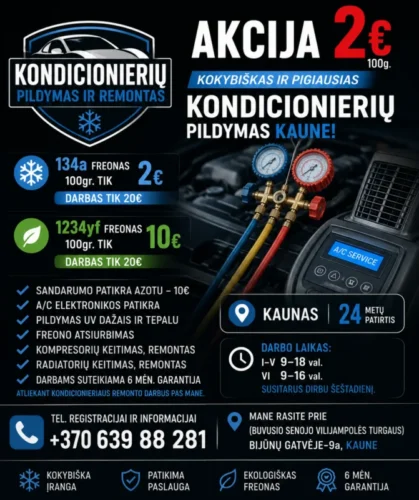 Akcija kondicionierių Pildymas 2eur. 100g.