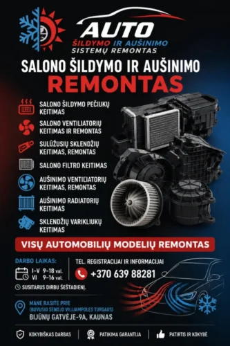 Automobilių salono vėdinimo ir šildymo remontas.